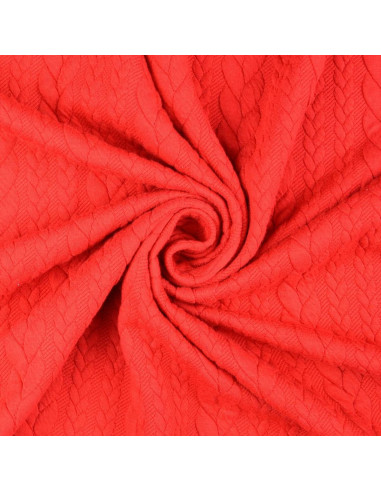 Tissu sweat torsade - Rouge