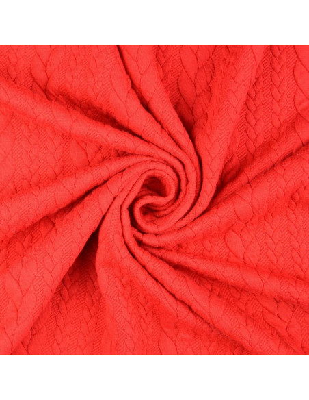 Tissu sweat torsade - Rouge