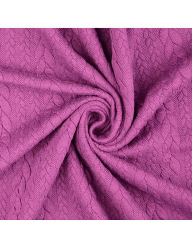 Tissu sweat torsade - Prune