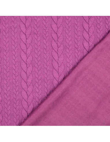 Tissu sweat torsade - Prune