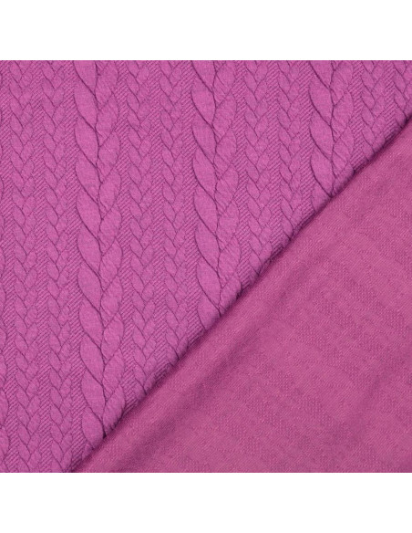 Tissu sweat torsade - Prune