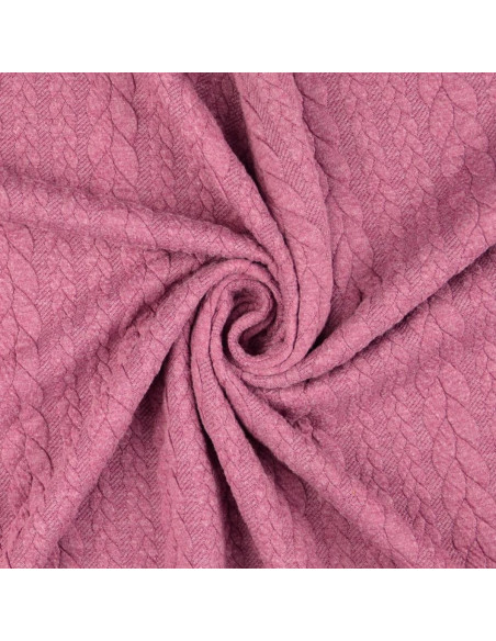 Tissu sweat torsade - Vieux rose foncé