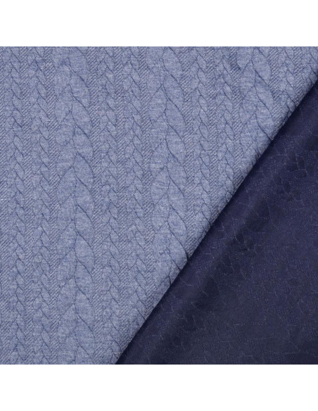 Tissu sweat torsade - Denim