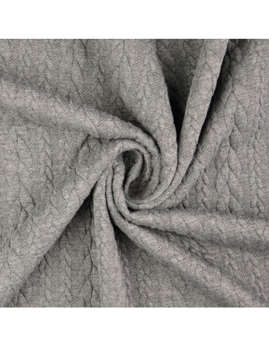 Tissu sweat torsade - Gris foncé