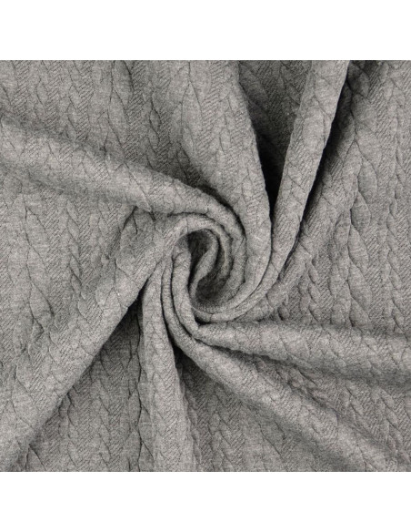 Tissu sweat torsade - Gris foncé
