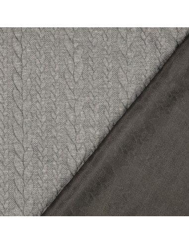 Tissu sweat torsade - Gris foncé