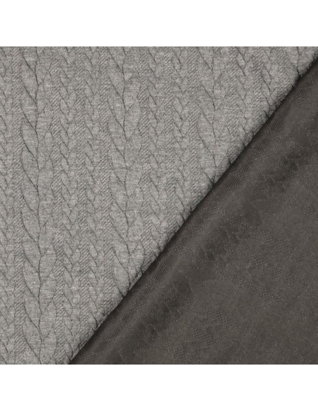 Tissu sweat torsade - Gris foncé