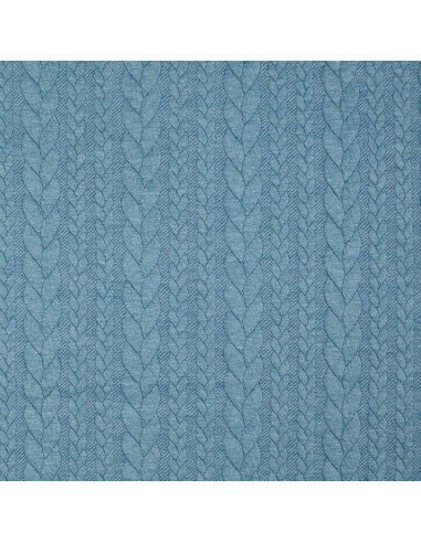 Tissu sweat torsade - Bleu pétrole