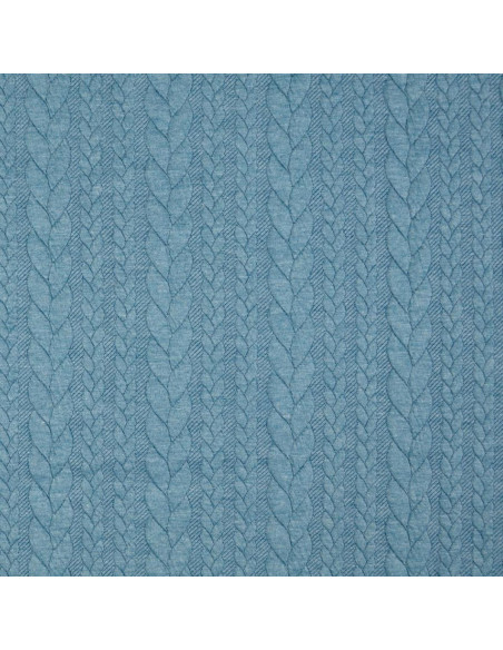 Tissu sweat torsade - Bleu pétrole