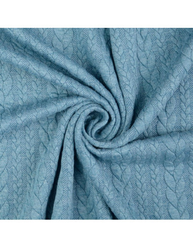 Tissu sweat torsade - Bleu pétrole