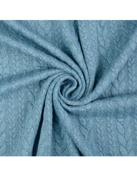 Tissu sweat torsade - Bleu pétrole