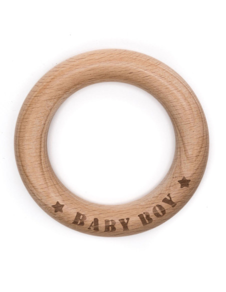 Anneau en bois de dentition 70 mm - Baby Boy