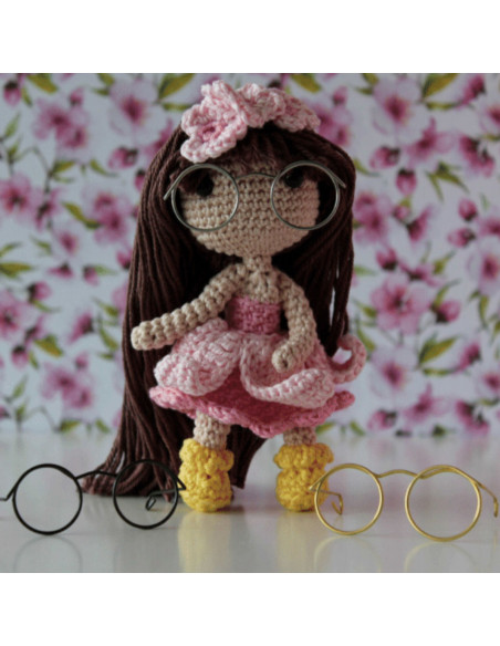 Lot de 5 paires de lunettes pour amigurumi 35 mm - Argent