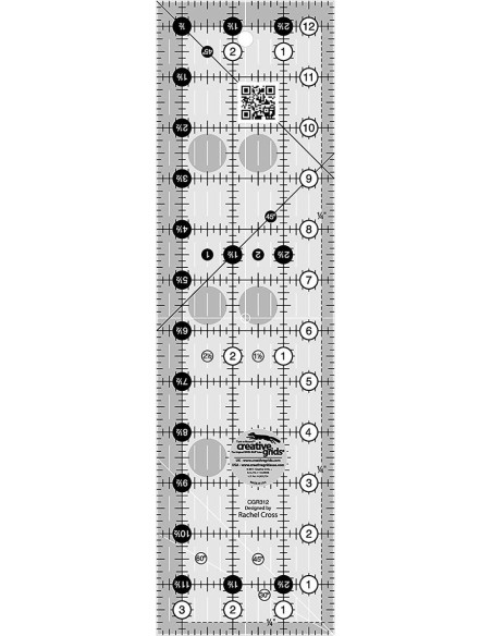 Règle rectangle quilting 3.5" x 12.5" Creative Grids