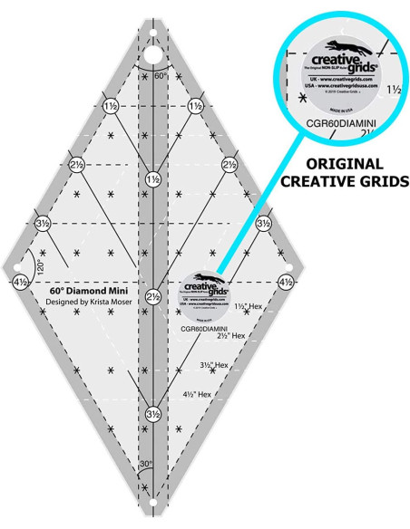 Règle quilting Diamond Mini 60° Creative Grids