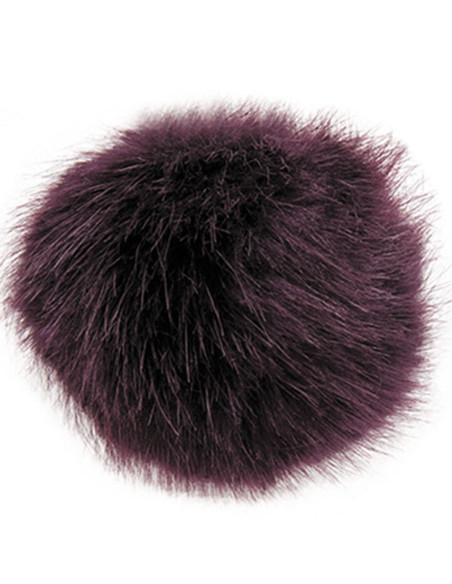 Pompon imitation fourrure 10 cm - Aubergine