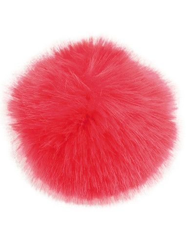 Pompon imitation fourrure 10 cm - Rouge