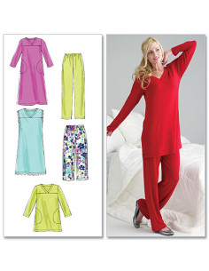Patron de haut, tunique, chemise de nuit, pantalon