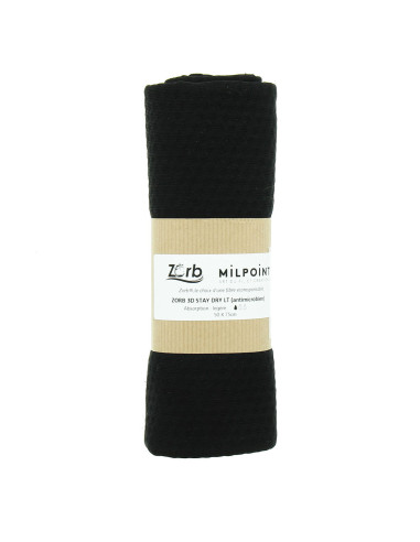 Coupon tissu absorbant léger Zorb 3D Stay Dry antimicrobien 50 x 75 cm - Noir