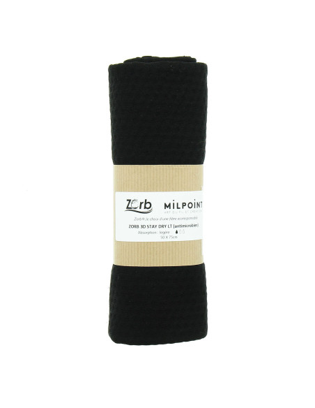 Coupon tissu absorbant léger Zorb 3D Stay Dry antimicrobien 50 x 75 cm - Noir