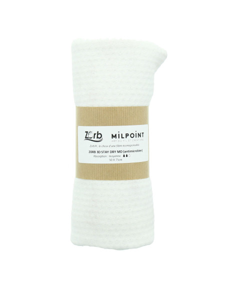 Coupon tissu absorbant moyen Zorb 3D Stay Dry antimicrobien 50 x 75 cm - Blanc