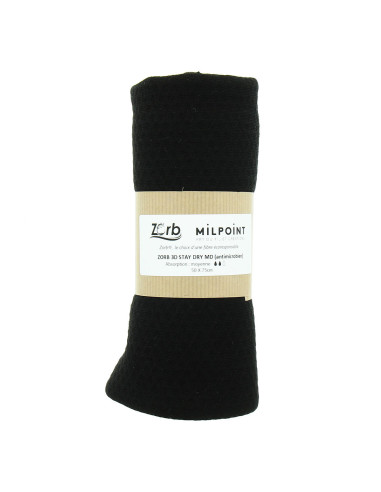 Coupon tissu absorbant moyen Zorb 3D Stay Dry antimicrobien 50 x 75 cm - Noir