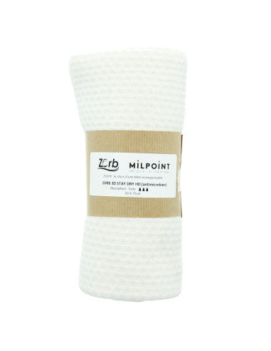 Coupon tissu absorbant fort Zorb 3D Stay Dry antimicrobien 50 x 75 cm - Naturel