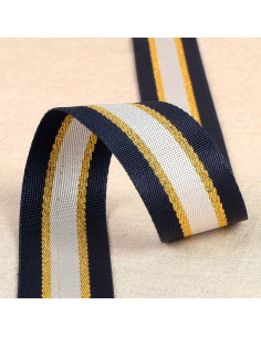 Sangle bandoulière lurex - Bleu marine et or