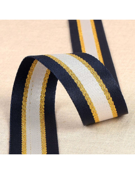 Sangle bandoulière lurex - Bleu marine et or
