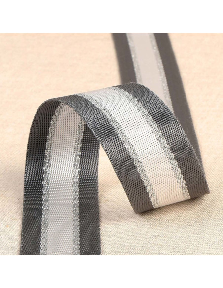 Sangle bandoulière lurex - Gris foncé et argent