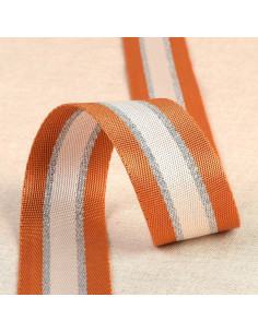 Sangle bandoulière lurex - Orange et argent