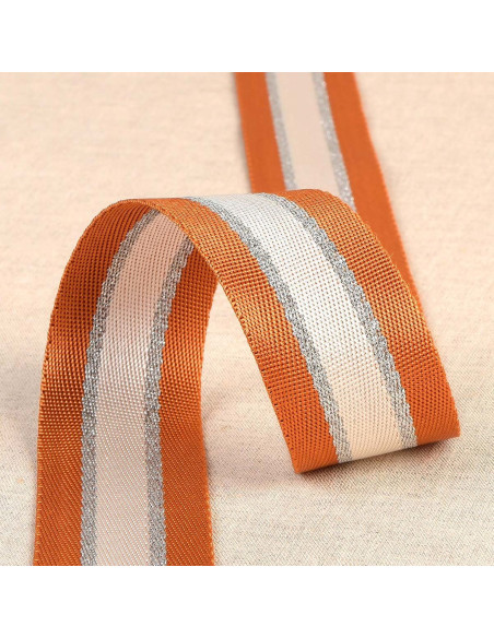 Sangle bandoulière lurex - Orange et argent