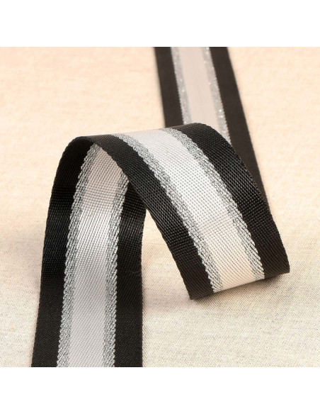 Sangle bandoulière lurex - Noir et argent