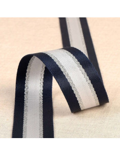 Sangle bandoulière lurex - Bleu marine et argent