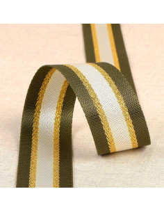 Sangle bandoulière lurex - Kaki et or