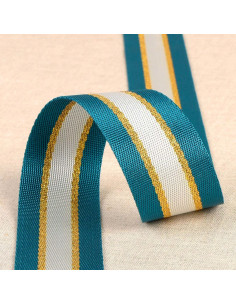 Sangle bandoulière lurex - Bleu canard et or