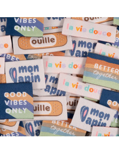 Lot de 5 étiquettes tissées - Assortiment Friendly