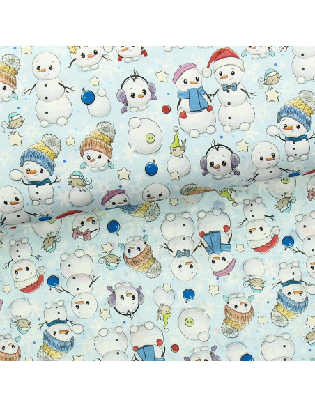 Tissu coton premium - Bonhomme de neige