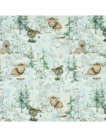 Tissu coton premium - Forêt enneigée