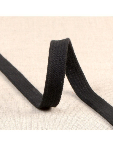 Cordon tressé plat pour sweat - Noir
