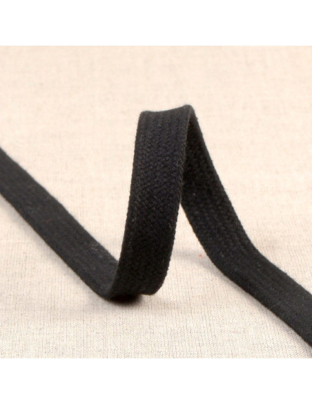 Cordon tressé plat pour sweat - Noir