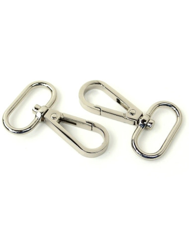 Set de 2 mousquetons métal - Argent 25 mm