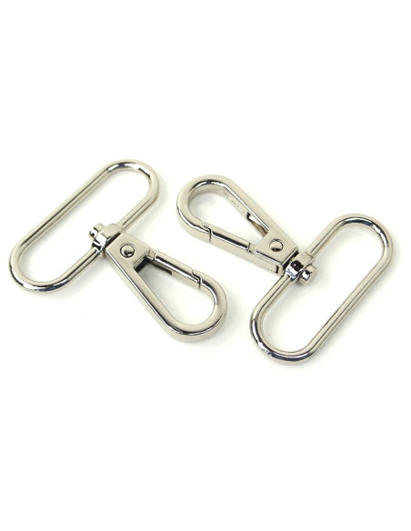 Set de 2 mousquetons métal - Argent 38 mm