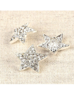 Bouton strass étoile Polaris - Blanc 19 mm