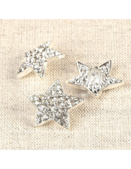 Bouton strass étoile Polaris - Blanc 19 mm