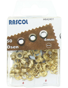 Boite 50 oeillets 4 mm avec outil de pose Rascol - Or