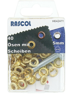 Boite 40 oeillets 5 mm avec outil de pose Rascol - Or