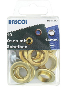 Boite 10 oeillets 14 mm avec outil de pose Rascol - Or