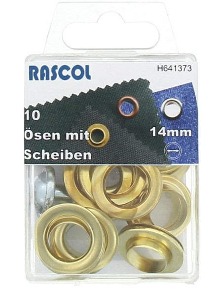 Boite 10 oeillets 14 mm avec outil de pose Rascol - Or