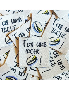 Lot de 6 étiquettes tissées - T´as une tache Pistache